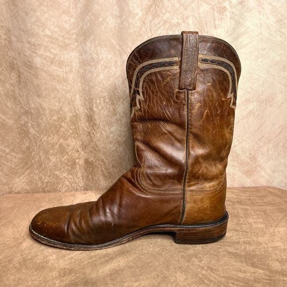 Vintage 90s Lucchese 2000 Leather Western Boots Embroidered Cowboy Rodeo Y2K main image 15